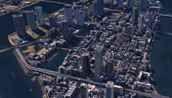 Япония Побережье Столицы Токио Инфраструктура Жилые Здания Мосты Аттракционы Бухты — стоковое фото