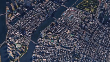 Japonya, başkent Tokyo kıyıları, altyapı, konut binaları, köprüler, eğlence ve körfezler