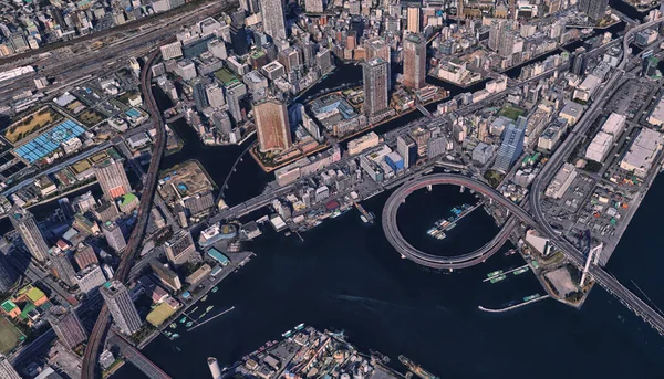 Japan Kust Van Hoofdstad Tokio Infrastructuur Woongebouwen Bruggen Attracties Baaien — Stockfoto