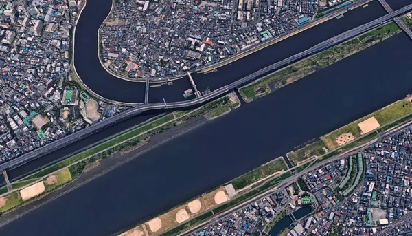 Japonia Wybrzeże Stolicy Tokio Infrastruktura Budynki Mieszkalne Mosty Atrakcje Zatoki — Zdjęcie stockowe
