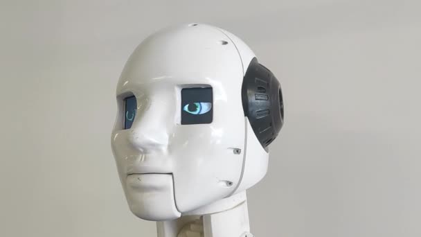 Face and facial expressions of an anthropomorphic robot — Stock Video