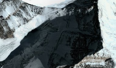 Everest Dağı 'nın tepeleri ve etekleri Çin' de kuş bakışı bir Himalaya dağ oluşumudur.