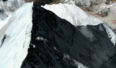 Everest Dağı 'nın tepeleri ve etekleri Çin' de kuş bakışı bir Himalaya dağ oluşumudur.
