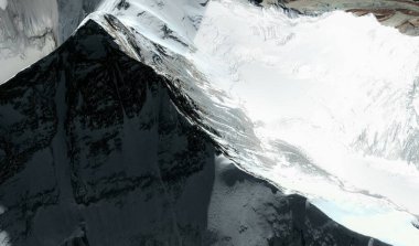 Everest Dağı 'nın tepeleri ve etekleri Çin' de kuş bakışı bir Himalaya dağ oluşumudur.