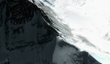 Everest Dağı 'nın tepeleri ve etekleri Çin' de kuş bakışı bir Himalaya dağ oluşumudur.