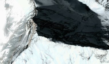 Everest Dağı 'nın tepeleri ve etekleri Çin' de kuş bakışı bir Himalaya dağ oluşumudur.