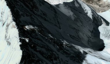 Everest Dağı 'nın tepeleri ve etekleri Çin' de kuş bakışı bir Himalaya dağ oluşumudur.