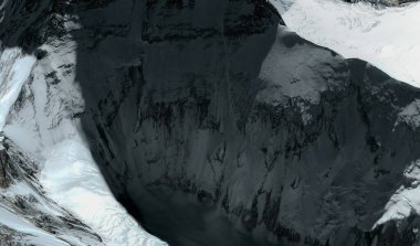 Everest Dağı 'nın tepeleri ve etekleri Çin' de kuş bakışı bir Himalaya dağ oluşumudur.