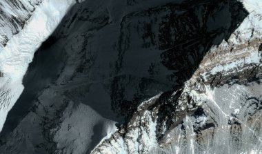Everest Dağı 'nın tepeleri ve etekleri Çin' de kuş bakışı bir Himalaya dağ oluşumudur.