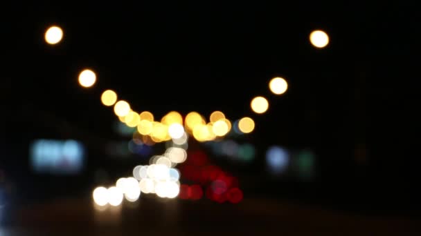 Luces Borrosas Cruce Gran Ciudad Nocturna Luces — Vídeo de stock