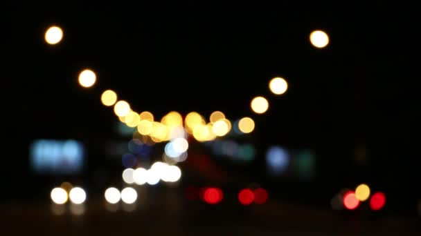 Blurred Car Lights Crossroads Big Night City Lights — Stock Video