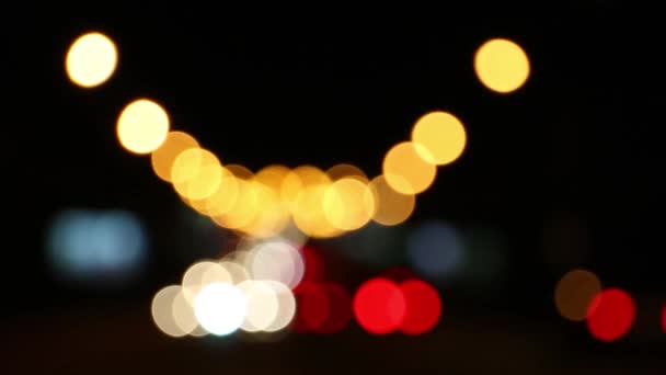 Luces Borrosas Cruce Gran Ciudad Nocturna Luces — Vídeo de stock