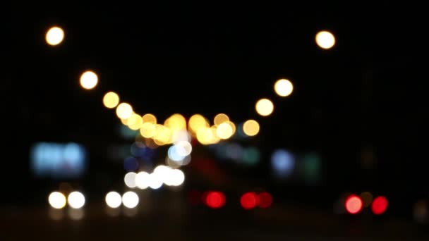Luces Borrosas Cruce Gran Ciudad Nocturna Luces — Vídeo de stock