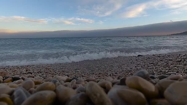 Slow Motion Shooting Waves Black Sea Coast Crimea Winter — Stock Video