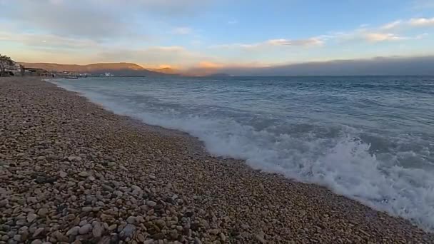 Sparatoria Moto Lento Onde Sulla Costa Mar Nero Nella Crimea — Video Stock