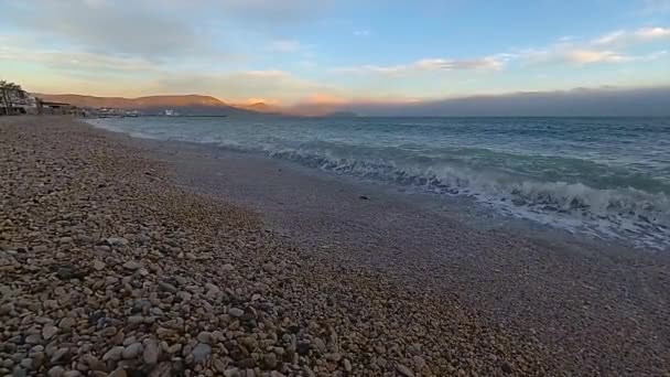 Sparatoria Moto Lento Onde Sulla Costa Mar Nero Nella Crimea — Video Stock