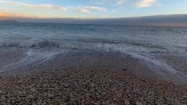 Tournage Ralenti Des Vagues Sur Côte Mer Noire Crimée Hiver — Video