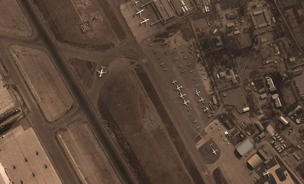 Kilátás Magasból Egy Drón Repülés Felett Repülőtér Kabul Afganisztán 2021 — Stock Fotó