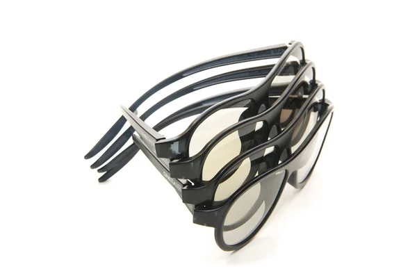 Szemüveg, elszigetelt, felett a fehér fekete műanyag keretben — Stock Fotó