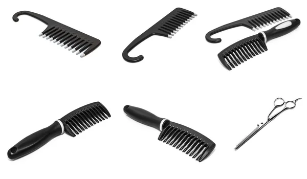 Collage d'outils de coiffure isolés sur blanc — Photo