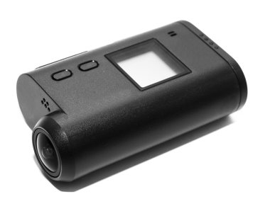 Beyaz bir arka plan üzerinde kamera eylem Cam.