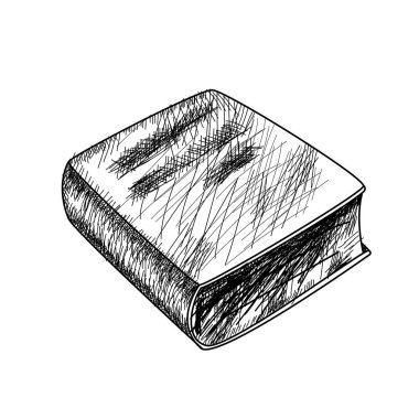 Kitap, eskizin tarzında. Okulun konusu, eğitim. Beyaz üzerine izole edilmiş. Eğitim okulunun tasarımı. Vektör illüstrasyonu