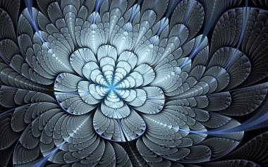 Mozaik Gümüş-Mavi çiçek