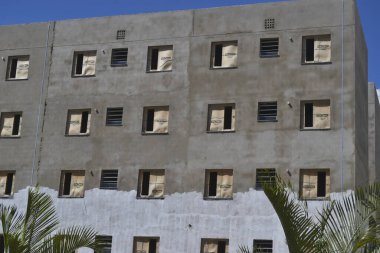 Düşük gelirli insanlar için apartman inşaatı. Programım. Brezilya Hükümet Binası 'ndaki evim. Brezilya, Güney Amerika yan görünüm