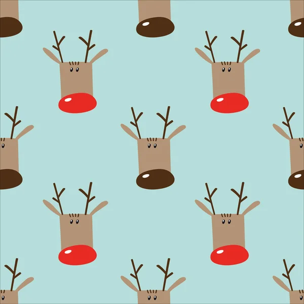 Seamless winter holidays pattern with funny cartoon deers on lig — Stock Vector