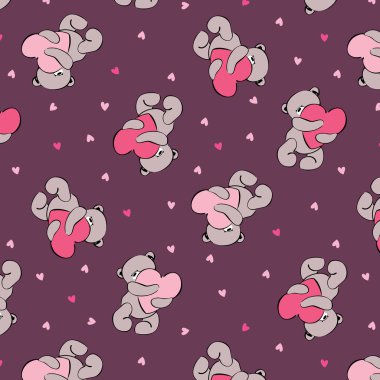 oyuncak ayılar ile romantik sorunsuz vektör desen