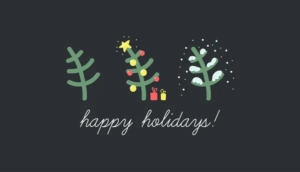 Tarjeta de felicitación de Navidad con árboles . — Vector de stock