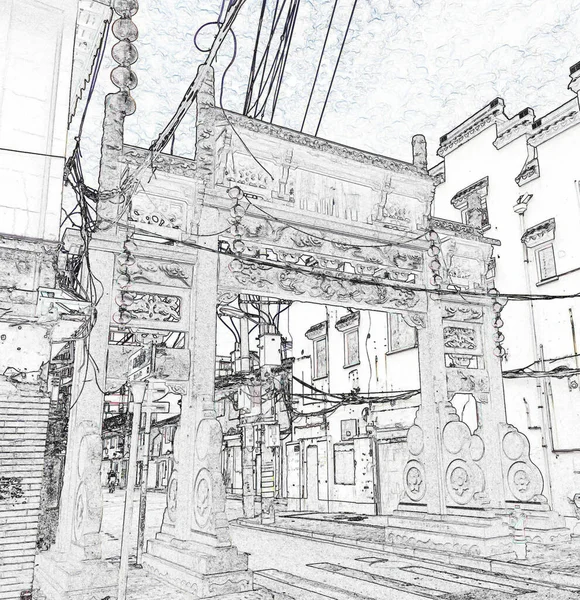 Brama Jednej Starych Dzielnic Szanghaju — Zdjęcie stockowe