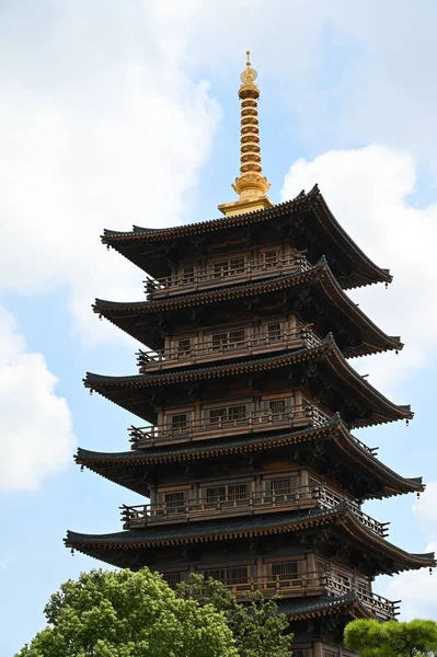 Высокая Пагода Храма Баошань Северо Восточном Шанхае — стоковое фото