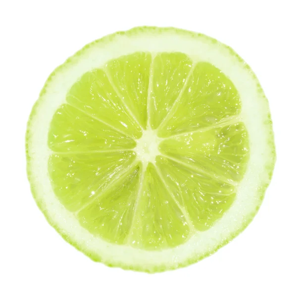 Une tranche de citron vert sur fond blanc — Photo