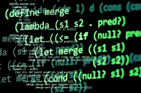 Functional programming code -  declarative paradigm, green color — Stock Photo, Image