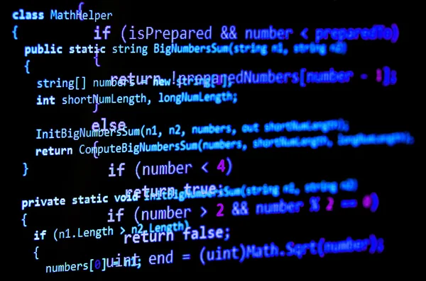 C# dil sözdiziminde yazılan programlama kodu - mavi renk, — Stok fotoğraf