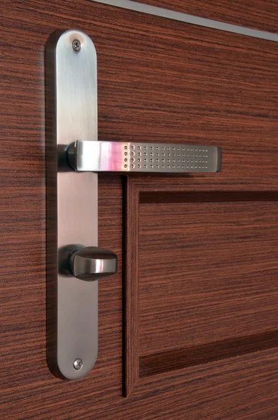 stock image Modern chrome metallic door handle