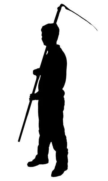 Hombre con guadaña en silueta de brazo en blanco —  Fotos de Stock