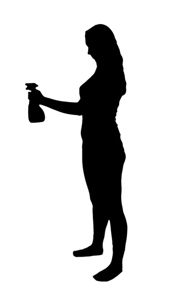 Silhueta mulher de limpeza em branco — Fotografia de Stock