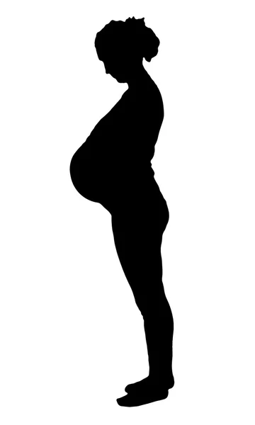 Terhes lány fekete sziluettje, fehér — Stock Fotó