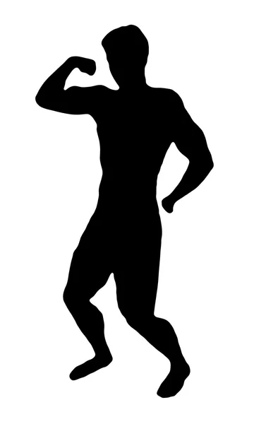 Silhouette bodybuilder sur blanc — Photo