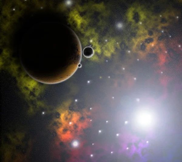 Red planet, nebulae and stars — Stock Photo, Image