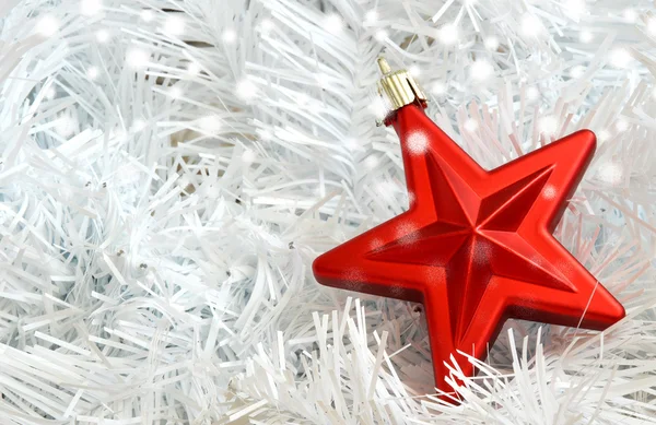 Christmas red star on white needless — Stock Photo, Image