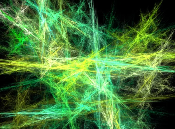 Vert et jaune chaos abstrait effet fractal lumière fond — Photo