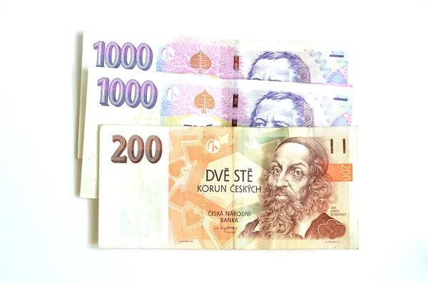 Két-háromezer és kétszáz Cseh korona — Stock Fotó