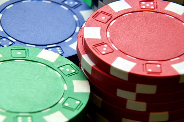 Poker žetony hromadu detail — Stock fotografie