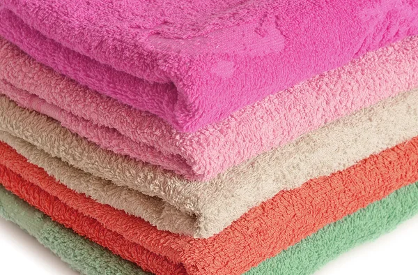 Stack of pink and purple towels — Stock Photo, Image