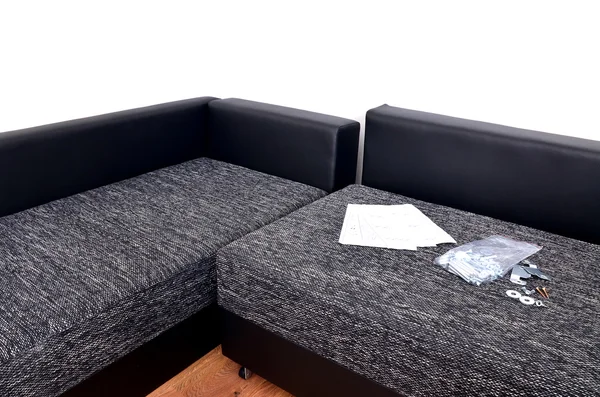 Ensemble moderne de canapé en tissu noir et blanc — Photo