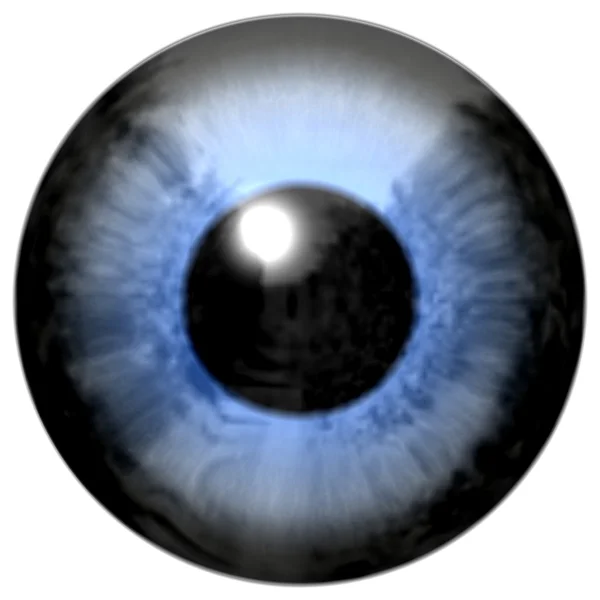 Detalhe do olho com íris de cor azul e pupila preta — Fotografia de Stock