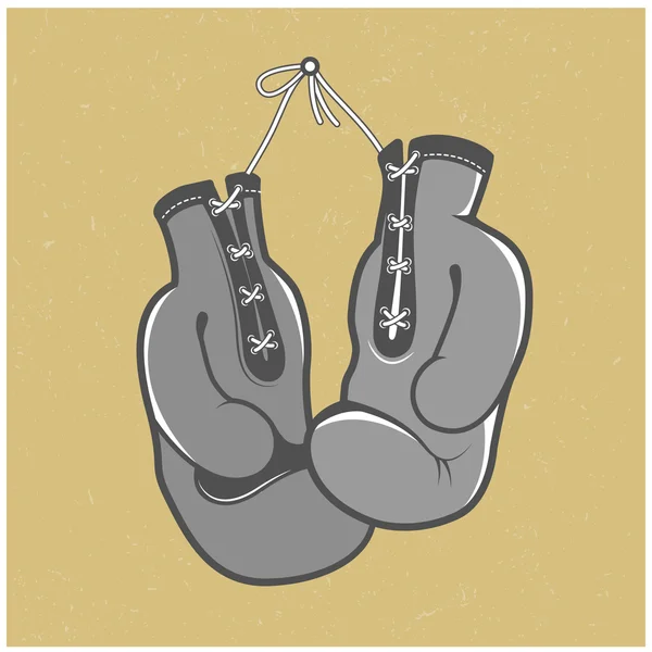 Vintage hanging boxing gloves — Stock Vector